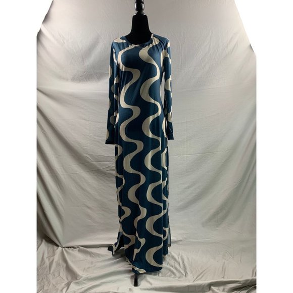 Wave Print Split Hem Fitted Dress - Picture 5 of 6